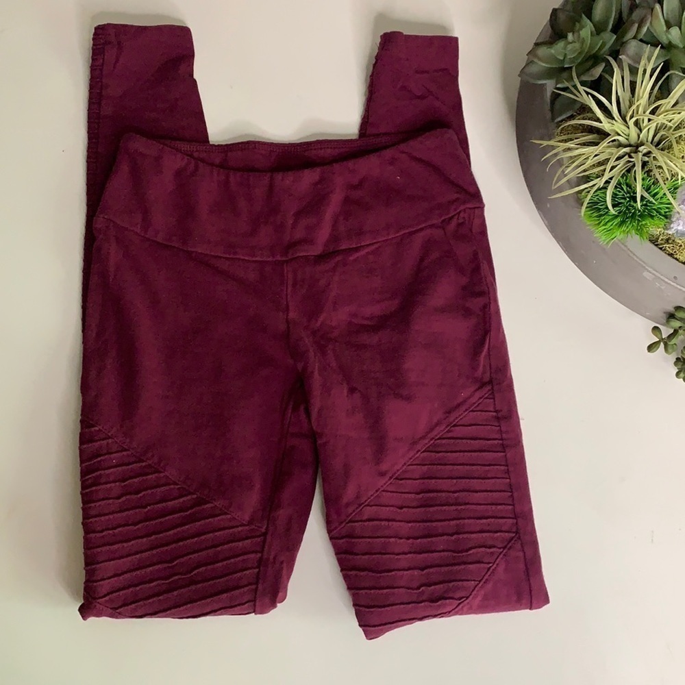 Cotton:On Moto panel textured maroon xs legging pants casual cool xs